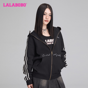 LALABOBO26年春季 卫衣女原创新款 潮牌开襟大口袋外套 商场同款