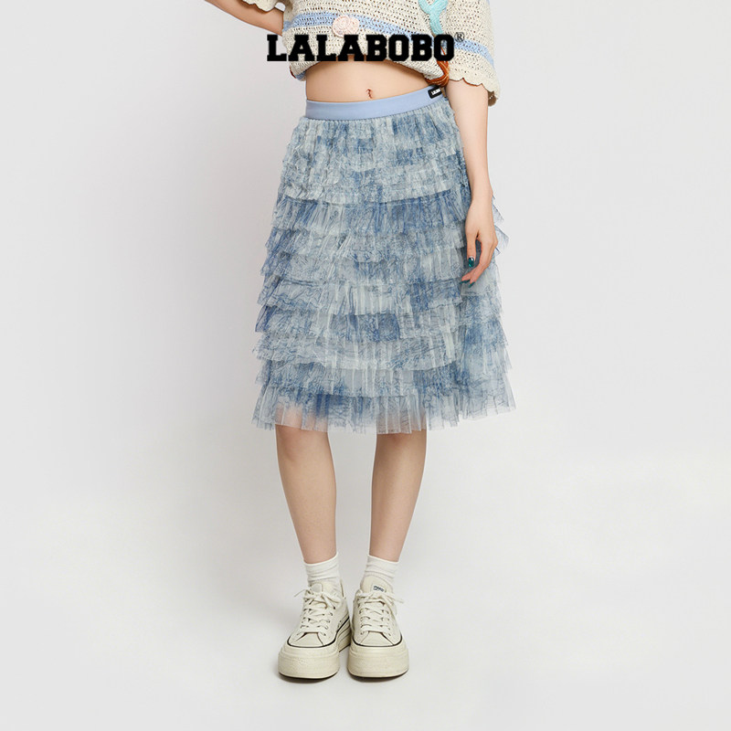 【海洋来信】LALABOBO蕾丝蛋糕半裙26年夏新潮流原创高街中长裙子