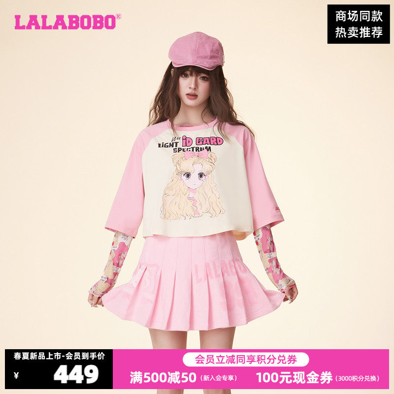 LALABOBO24夏季新款短款甜美可爱数码印花长袖T恤女|LBDB-WSDT23