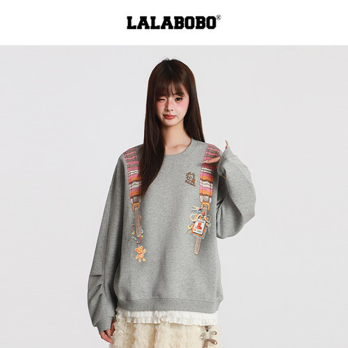 LALABOBO周深背带印花卫衣