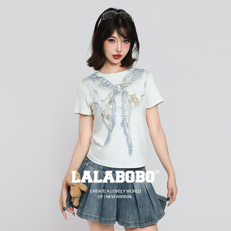【蔡卓凡同款】LALABOBO凉感T恤26年夏新原创高级感涂鸦短