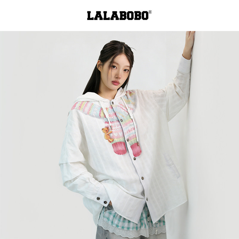 【邓佳鑫同款】LALABOBO视错长袖衬衫26年原创高级感百搭显瘦上衣
