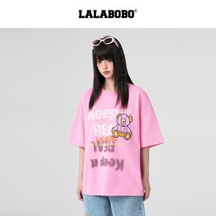 潮短袖 T恤女原创新款 LALABOBO25年夏季 圆领甜酷上衣 商场同款