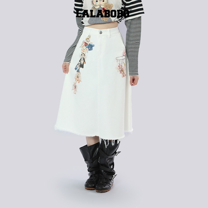 LALABOBO小熊聚会牛仔半裙