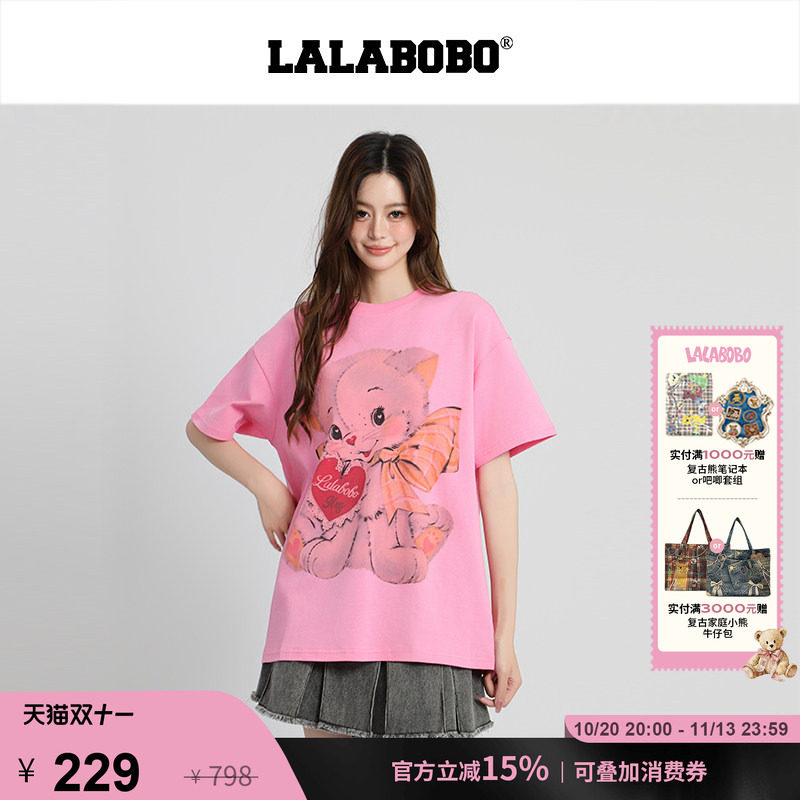 LALABOBO桃心蝴蝶结T恤