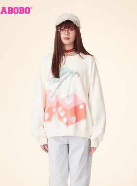 LALABOBO24春新韩系慵懒风筛子水果套头圆领卫衣女|LBDA-WSTS45