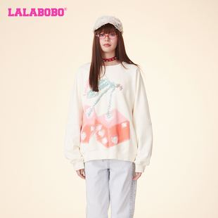 LALABOBO24春新韩系慵懒风筛子水果套头圆领卫衣女 WSTS45 LBDA