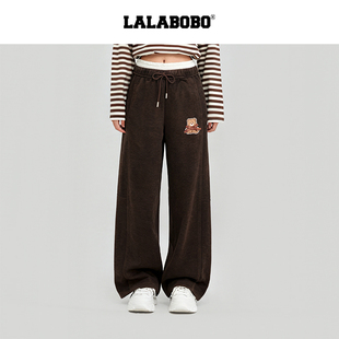 25年冬新潮原创印花百搭通勤裤 LALABOBO运动风卫裤 子 商场同款