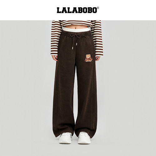 LALABOBO小熊织章针织长裤