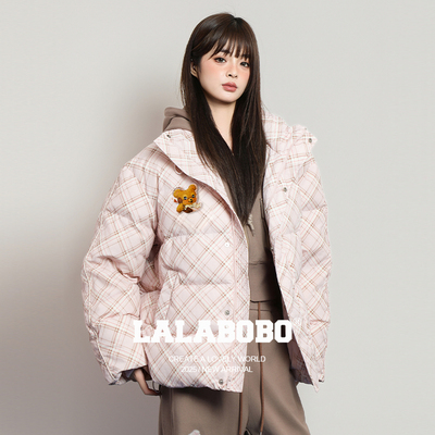 LALABOBO饼干熊格纹羽绒服