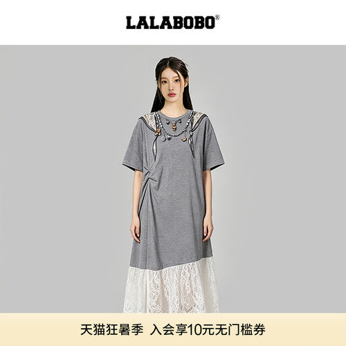 LALABOBO丝巾蕾丝连衣裙