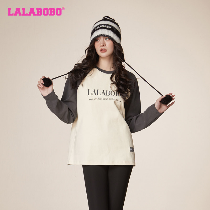 [格雷系]LALABOBO秋季新品美式款字母插肩长袖T恤女|LB