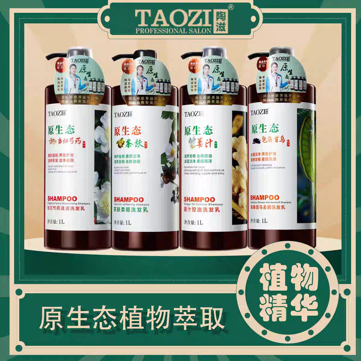 姜汁去屑控油茶麸洁净柔顺当归芍药滋养皂角首乌去屑洗发水