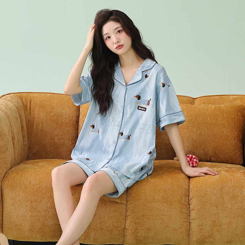 纯棉睡衣女款2026年新款夏季薄款卡通可爱短袖短裤女士家居服套装