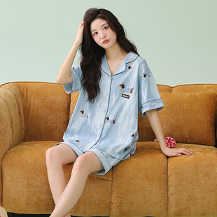 纯棉睡衣女款2026年新款夏季薄款卡通可爱短袖短裤女士家居服套装