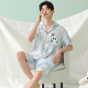 卡通青少年短袖 2026新款 短裤 大码 纯棉男士 男生家居服套装 睡衣夏季