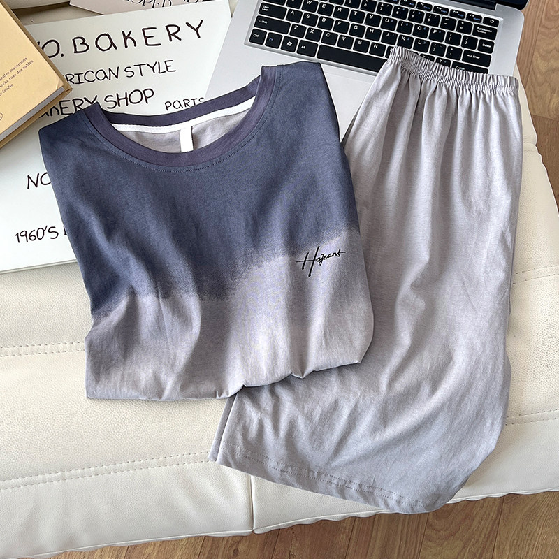 男士睡衣夏季纯棉短袖薄款学生大码卡通男款夏天青少年家居服套装