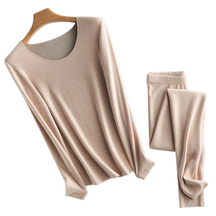 TINGE贴己无痕德绒保暖内衣女秋衣秋裤女情侣套装秋冬新款肌底衣