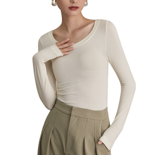 TINGE圆领肌底衣保暖内衣女秋冬打底衫秋衣女长袖上衣