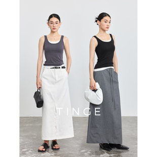 TINGE贴己叠穿假两件BRA背心吊带女夏薄款 上衣 带胸垫文胸一体无袖