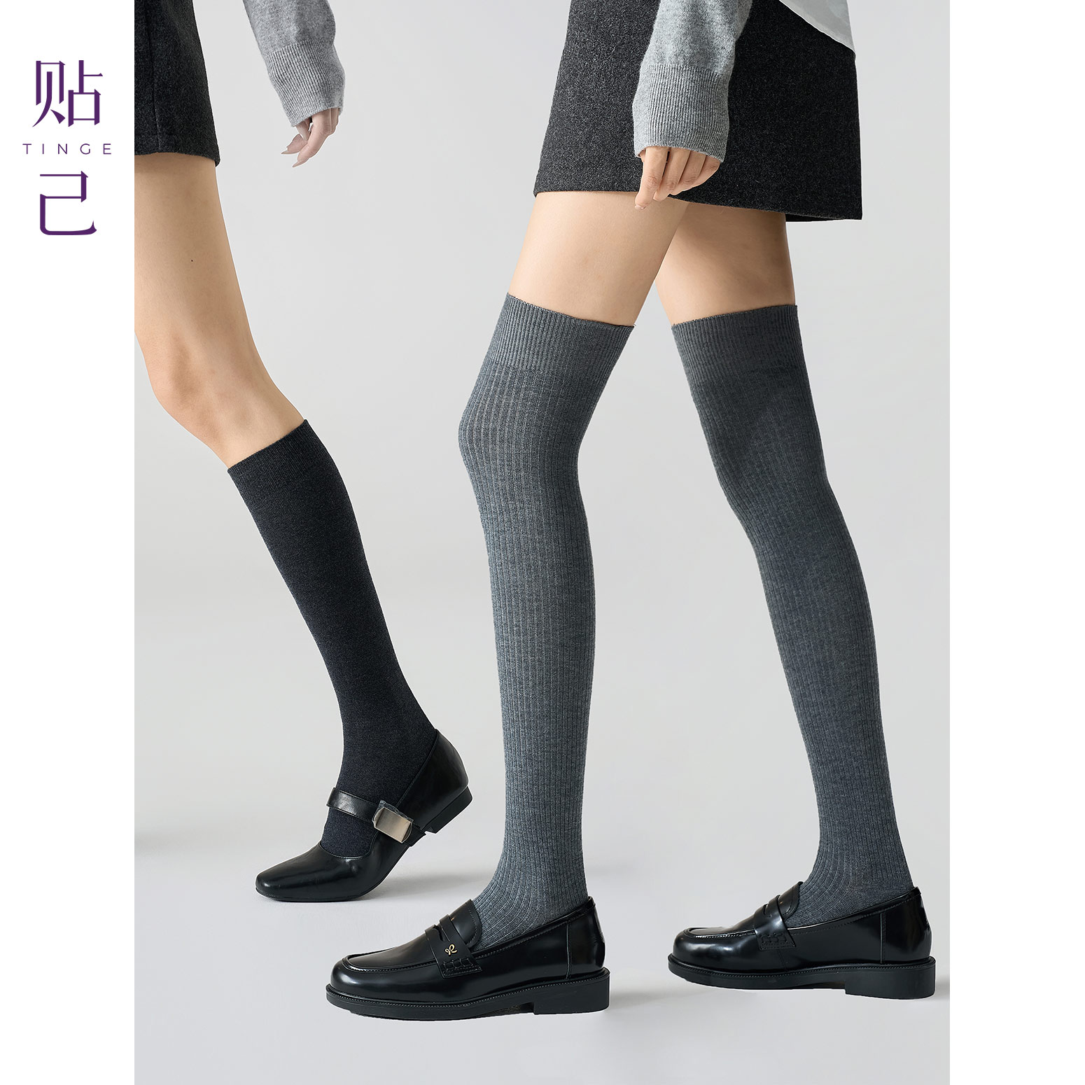 竖纹显瘦中筒袜女秋冬保暖小腿袜