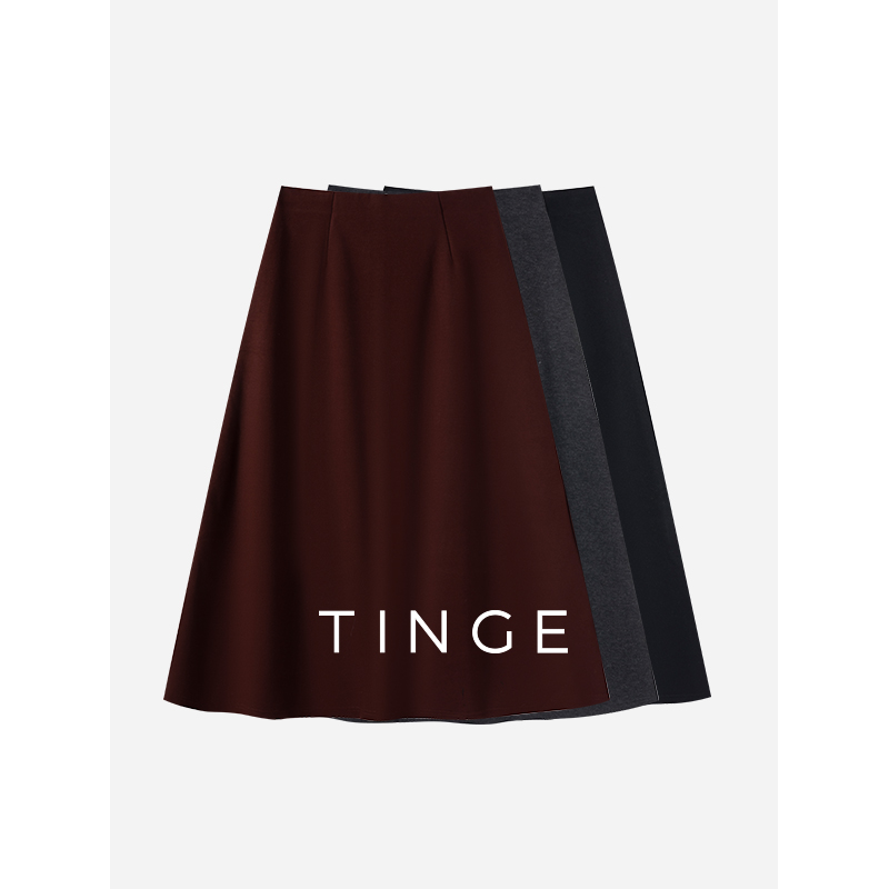 A字纯色含醋酸半身裙女