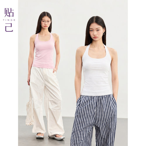 深U领后背工字修身背心女
