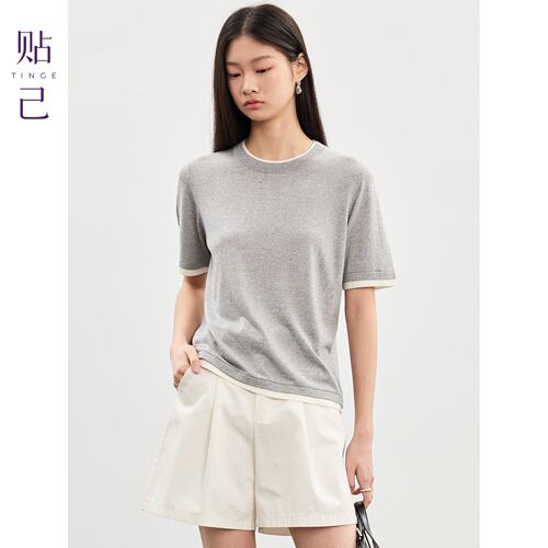 莱赛尔双领通勤针织T恤女