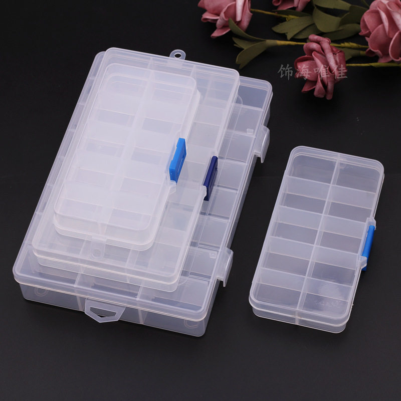 DIY 액세서리 재료 미니 분리형 보관 상자 15 구획 투명 플라스틱 보관 상자 보석 상자 보관 상자