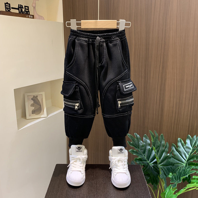 男童裤子痞帅儿童工装裤宝宝春装长裤2024新款小孩春秋季重工卫裤