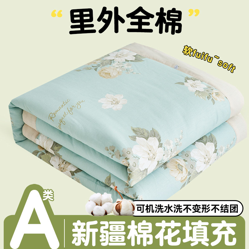 100%全棉棉花夏凉被可机洗水洗裸睡空调被纯棉被芯夏季薄款被子