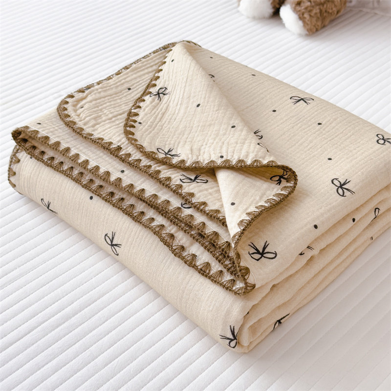 A类母婴级纯棉纱布毯子双层纱儿童空调被宝宝婴儿盖毯午睡毛巾被