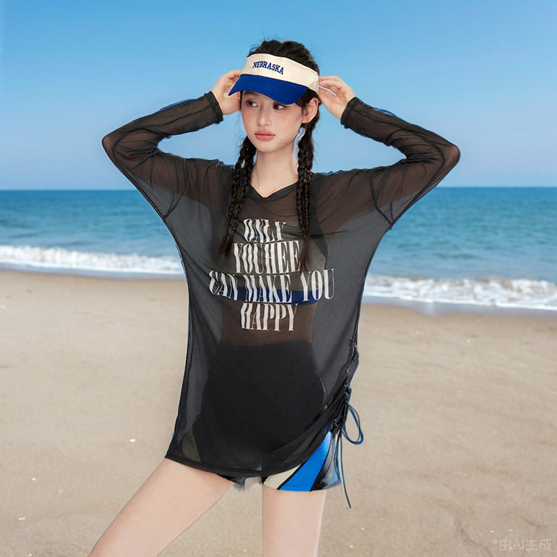 分体泳衣女三件套2025新款爆款长袖防晒罩衫泡温泉遮肉保守游泳衣