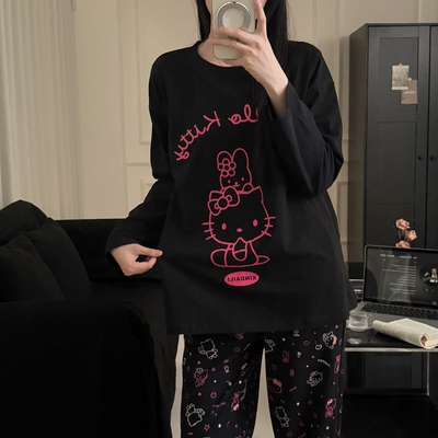 hellokitty睡衣女春秋季纯棉长袖长裤可爱卡通学生可外穿家居服