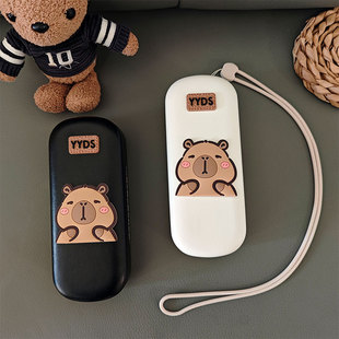 可挂脖眼镜盒学生抗压便携男女款 儿童可爱卡皮巴拉近视镜收纳盒子