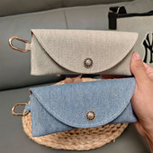 牛仔布眼镜包便携可挂包高级感眼镜盒太阳镜墨镜收纳包时尚 眼镜袋