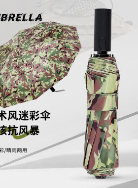 全自动迷彩雨伞加大加厚战术伞