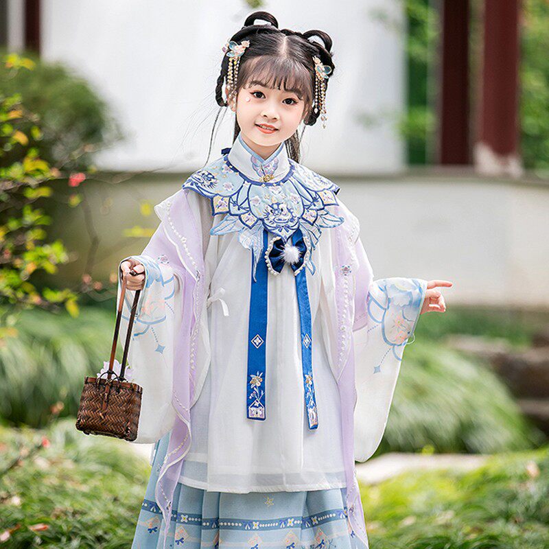 儿童汉服女童公主款改良汉服长袄袄裙套装大袖女生马面裙中国风