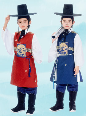 韩服男童长袍三件套演出礼服装