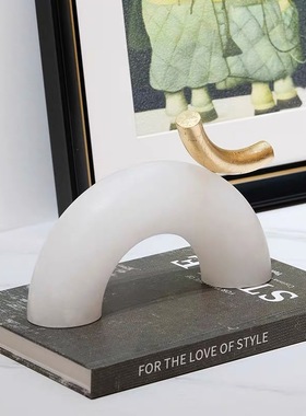 新中式云石头拱形拱桥摆件售楼处书房客厅博古架果石装饰工艺摆设