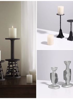 中古风复古欧式做旧金属烛台摆件酒店餐厅餐桌蜡烛台烛光晚餐装饰