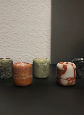 中古风大理石香薰蜡烛香氛摆件软