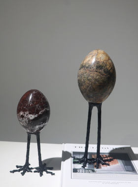 现代天然大理石抽象艺术蛋形摆件书房客厅酒柜桌面装饰品富贵蛋仔