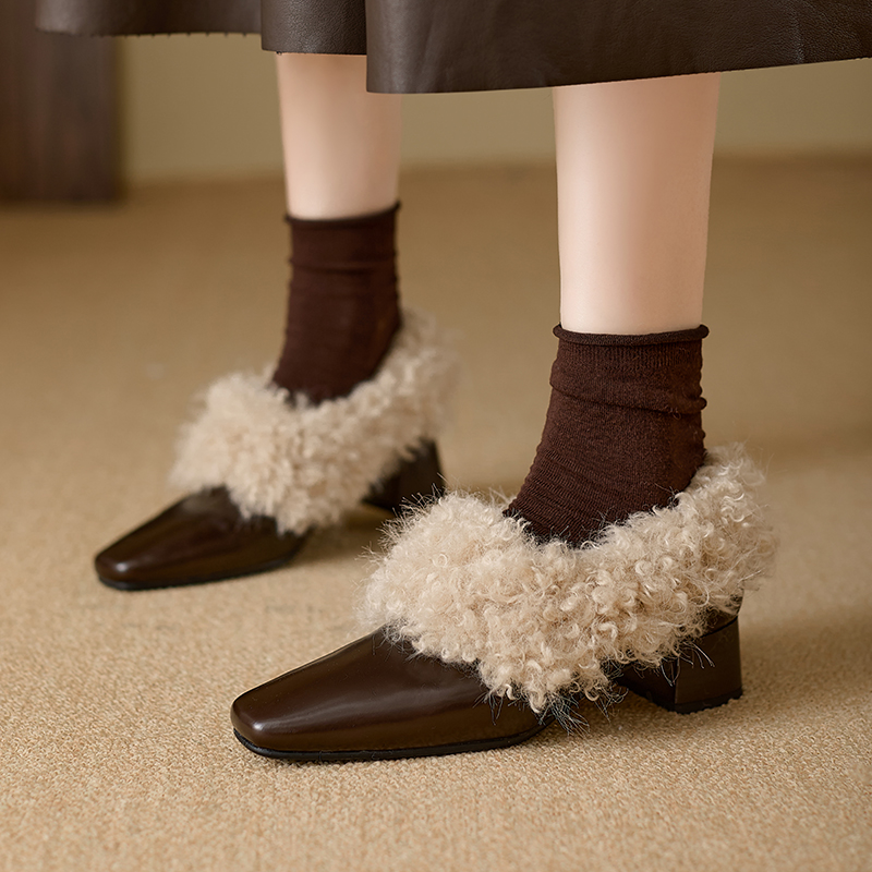 中跟粗跟舒适保暖单鞋女