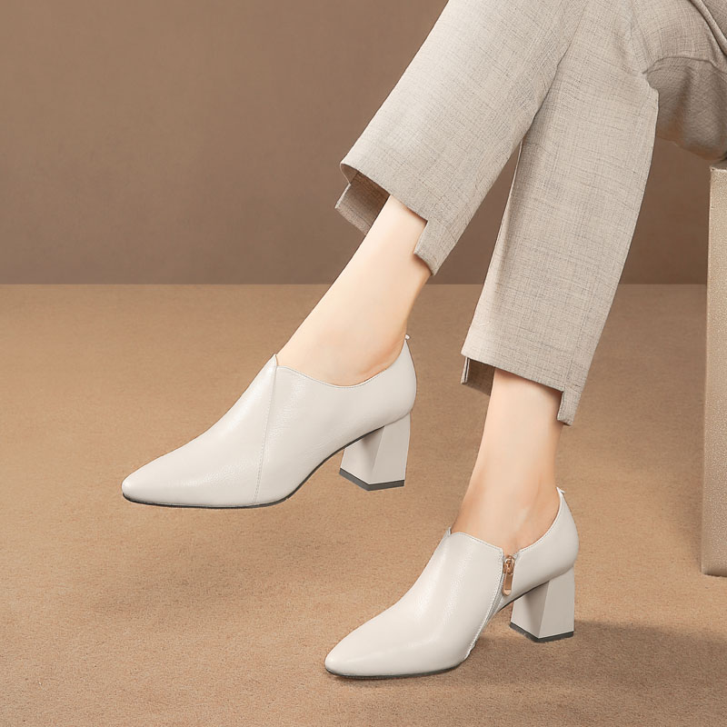 高跟鞋女2021春秋新款尖头深口