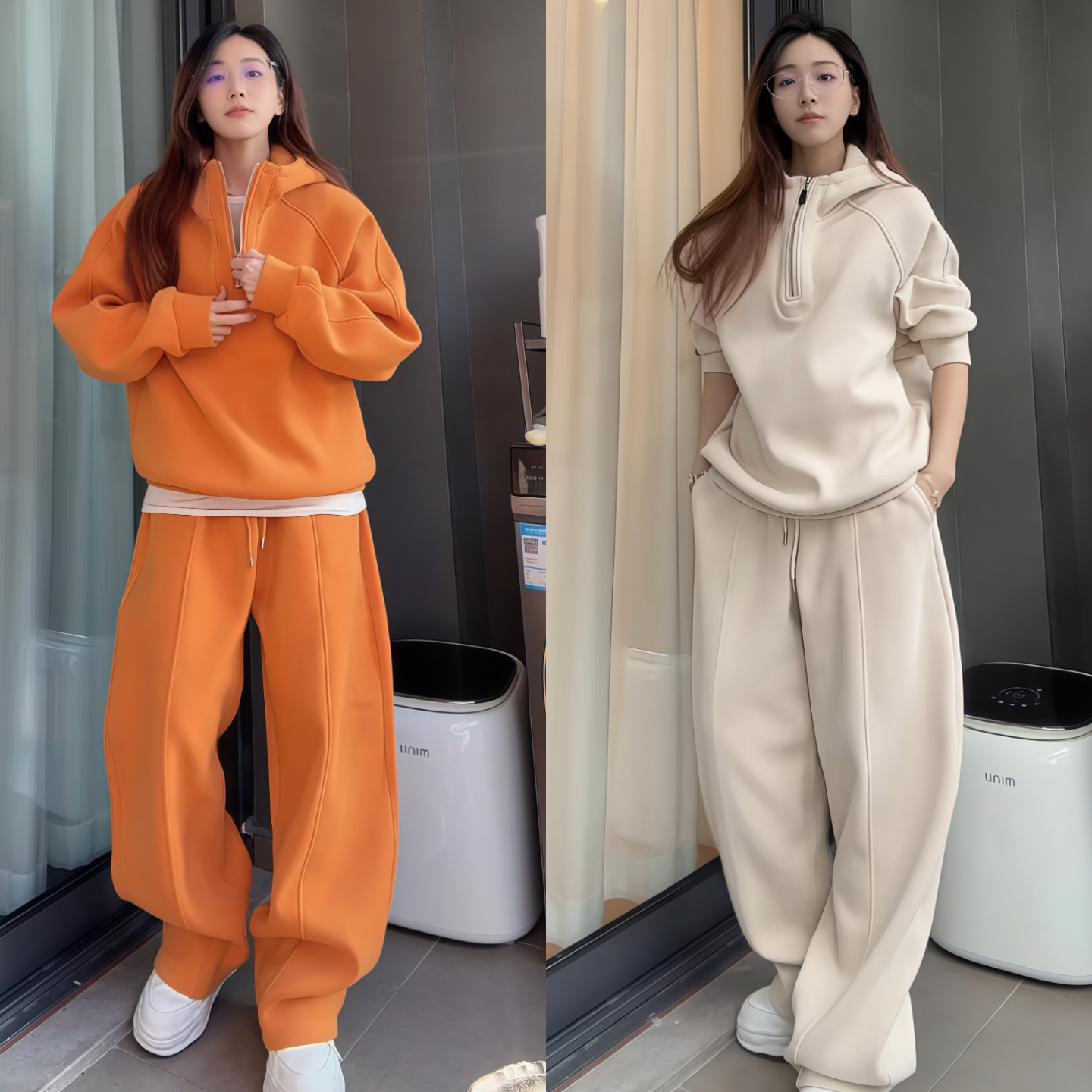 冬季纯色休闲运动套装男