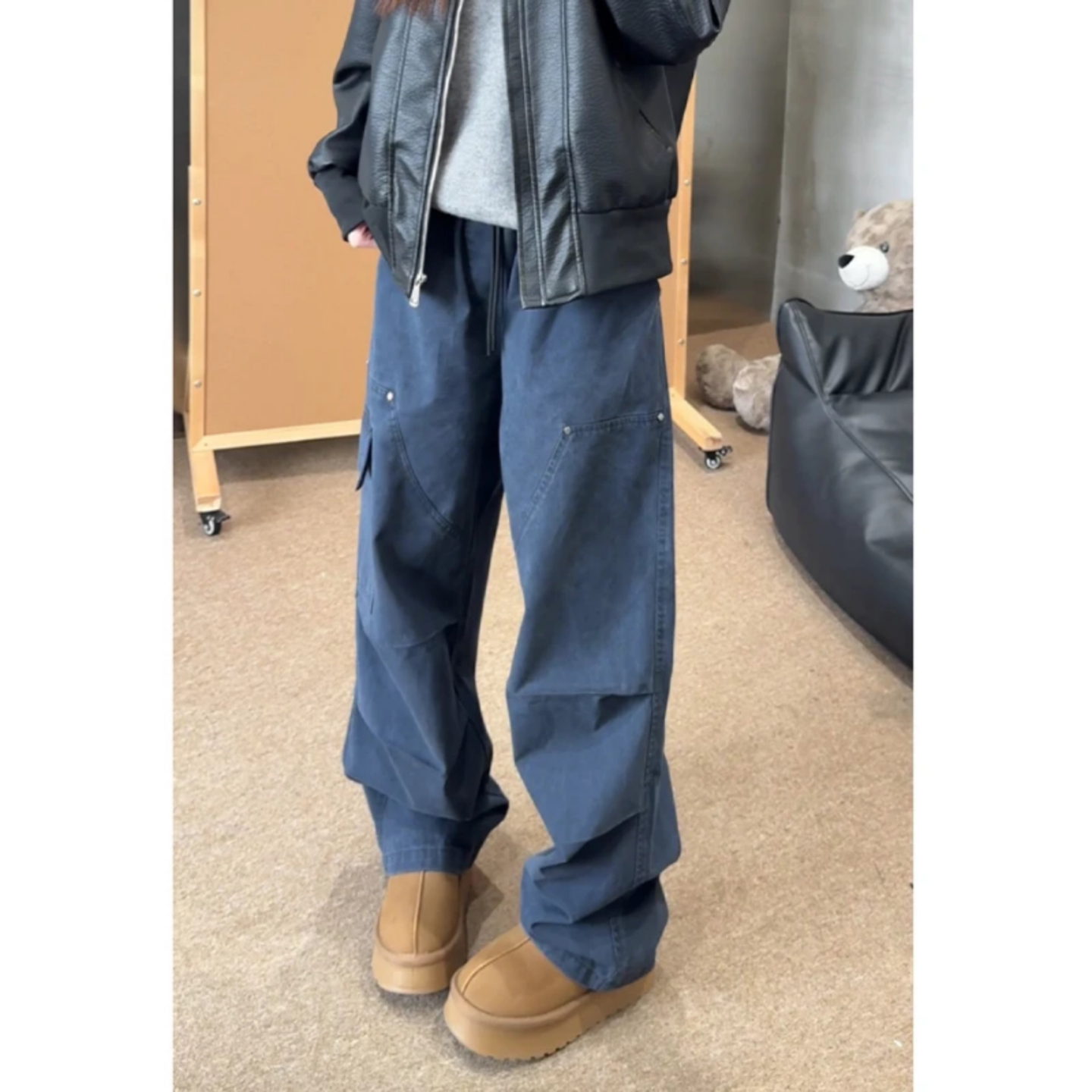 设计师款2026爆款美式复古水洗工装裤男宽松直筒多口袋潮流休闲裤