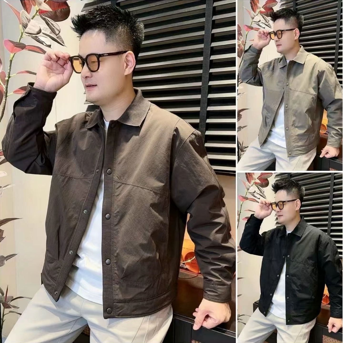 秋季翻领轻量化棉服夹克新款男士
