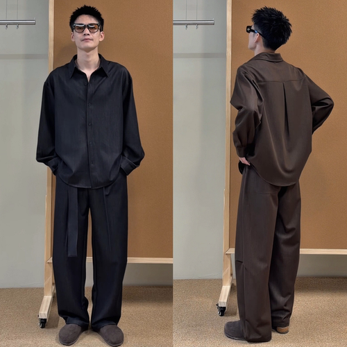 秋季复古痞帅仿牛仔男时尚两件套