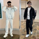 新款 极简休闲裤 休闲运动套装 连帽外套卫衣韩版 加绒两件套 男士 冬季
